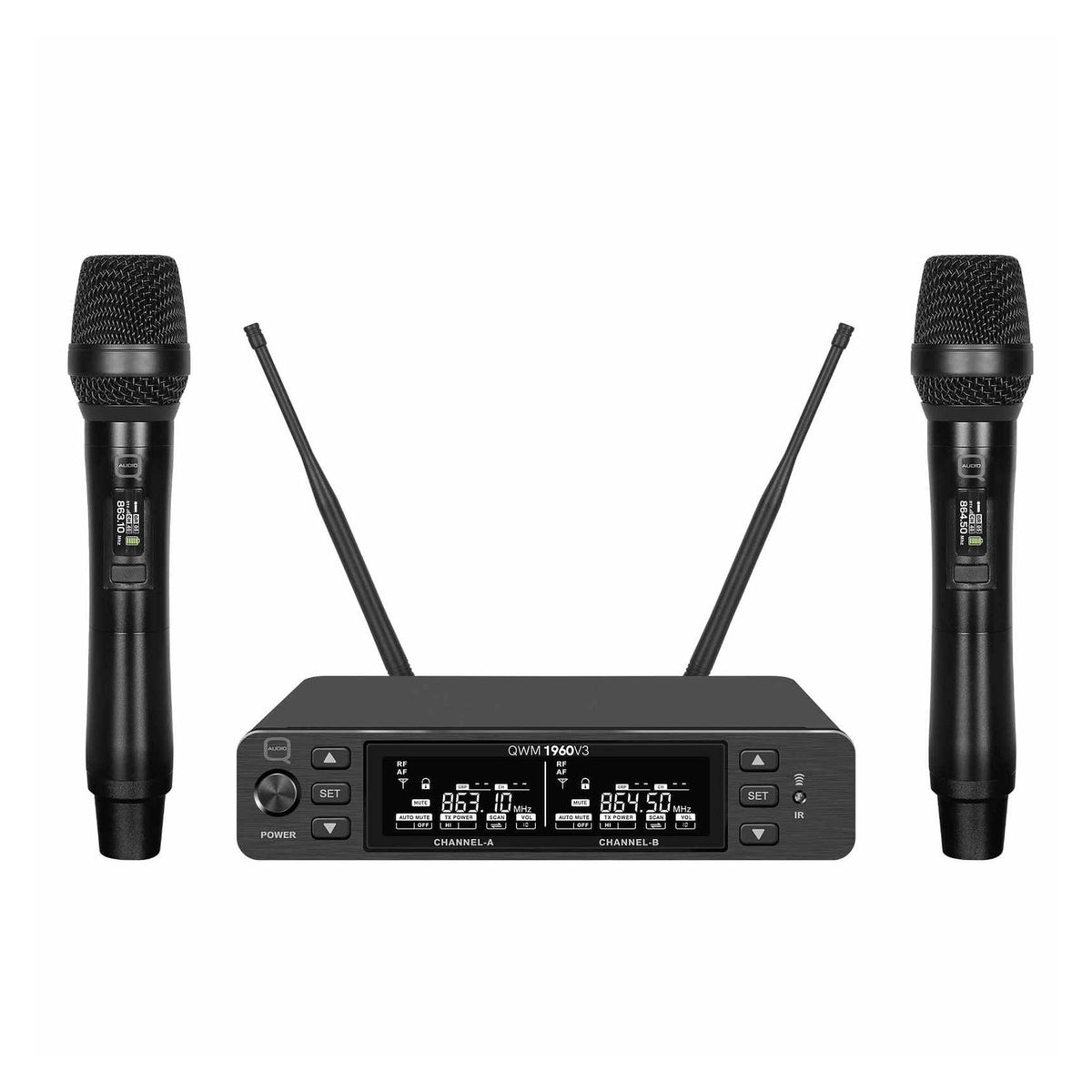 Q-Audio QWM 1960 V3 HH UHF True Diversity Dual Wireless Handheld System 5
