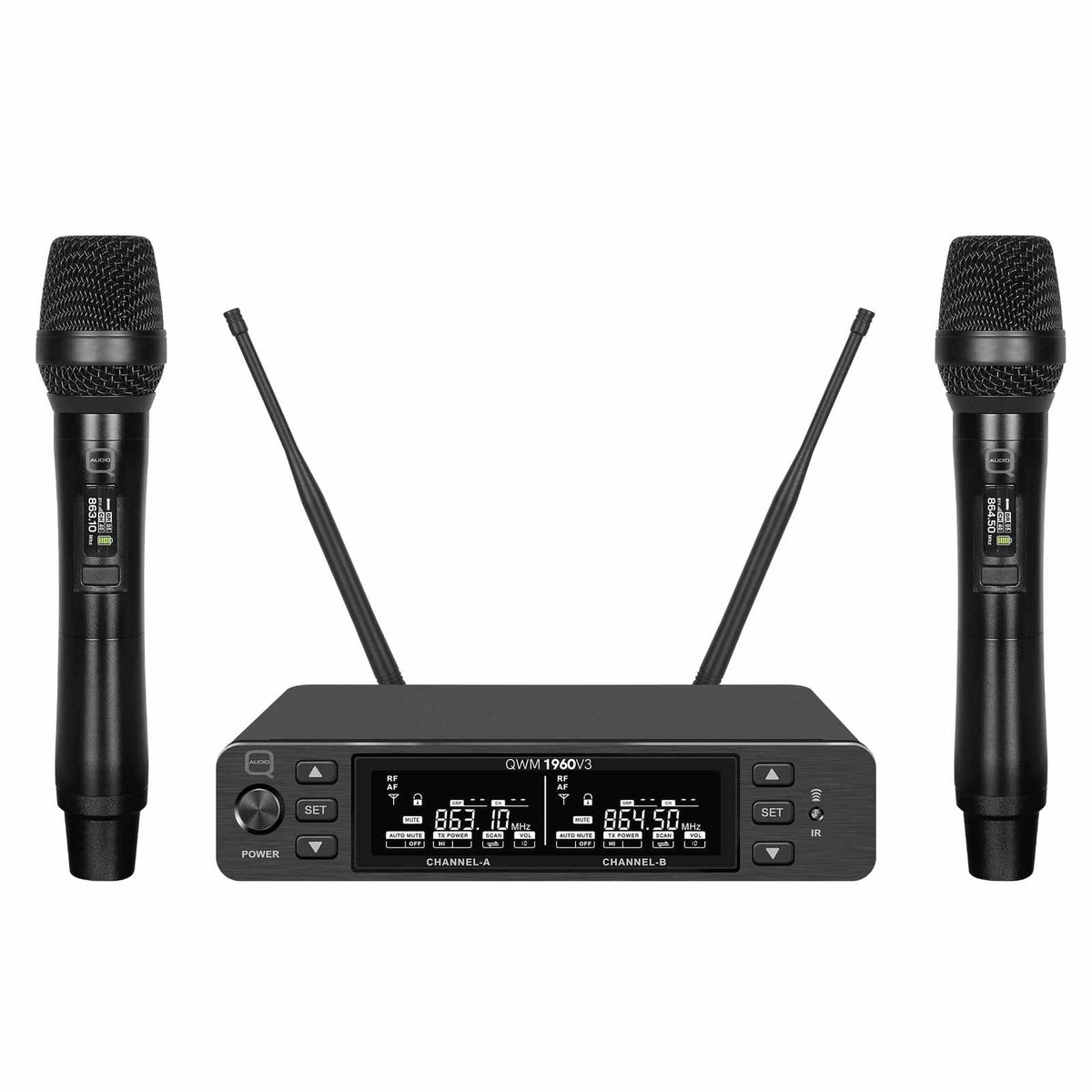 Q-Audio QWM 1960 V3 HH UHF True Diversity Dual Wireless Handheld System
