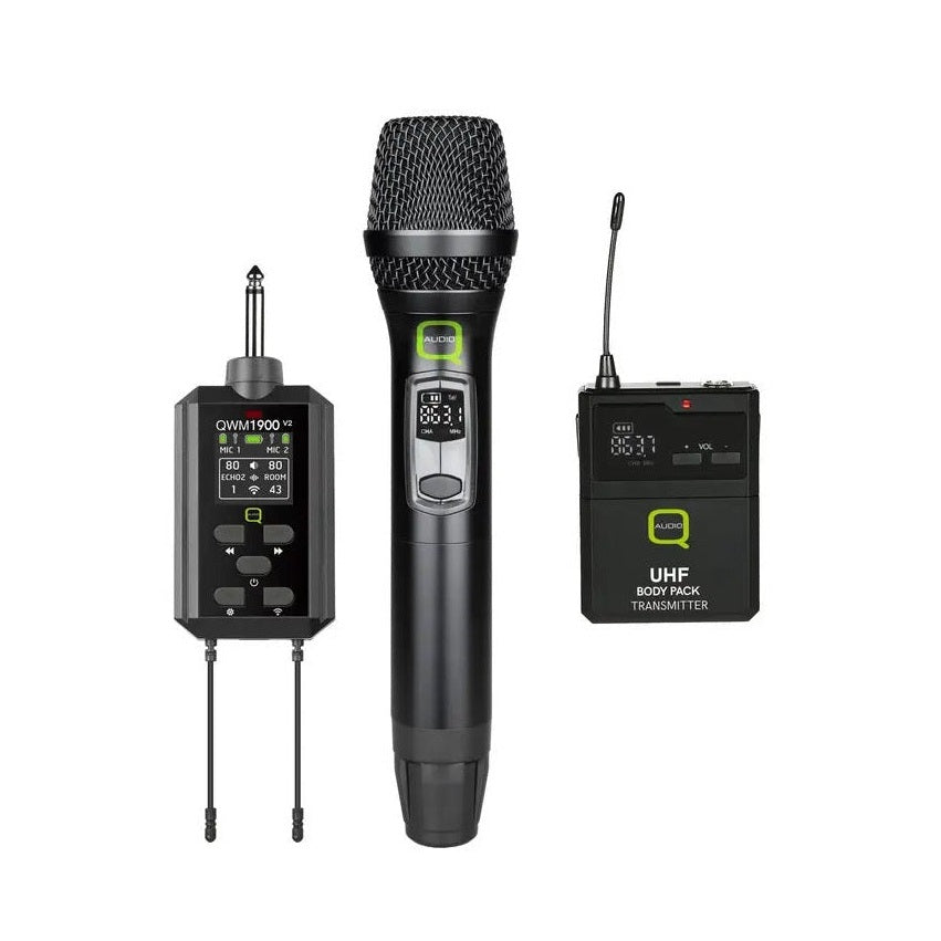 Q-Audio QWM 1900 V2 HH + BP Dual UHF Wireless System CH 70 1