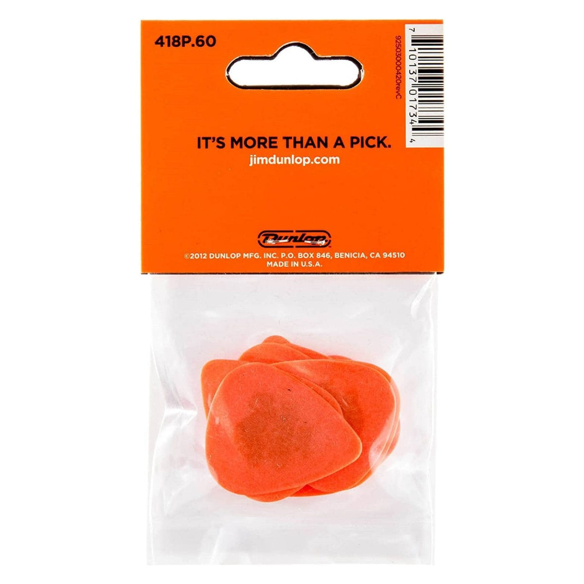 Jim Dunlop Tortex Standard Guitar Picks - 12 Pack Orange - .60mm 2