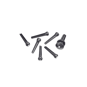 D'Addario Injected Moulded Plastic Bridge Pins Set with End Pin - Ebony with Ivory Dot PWPS10 1