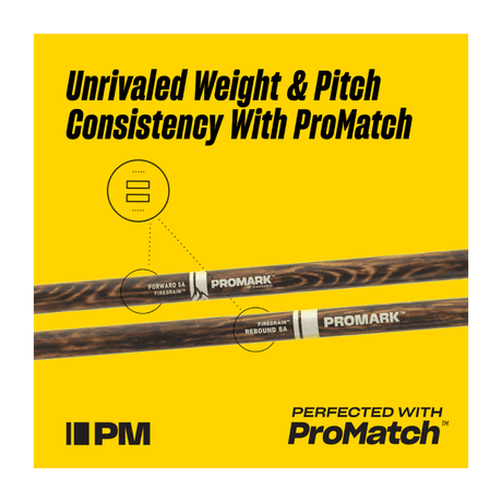 ProMark R5AFG Rebound 5A FireGrain Drumsticks, Acorn Tip — Pair 8