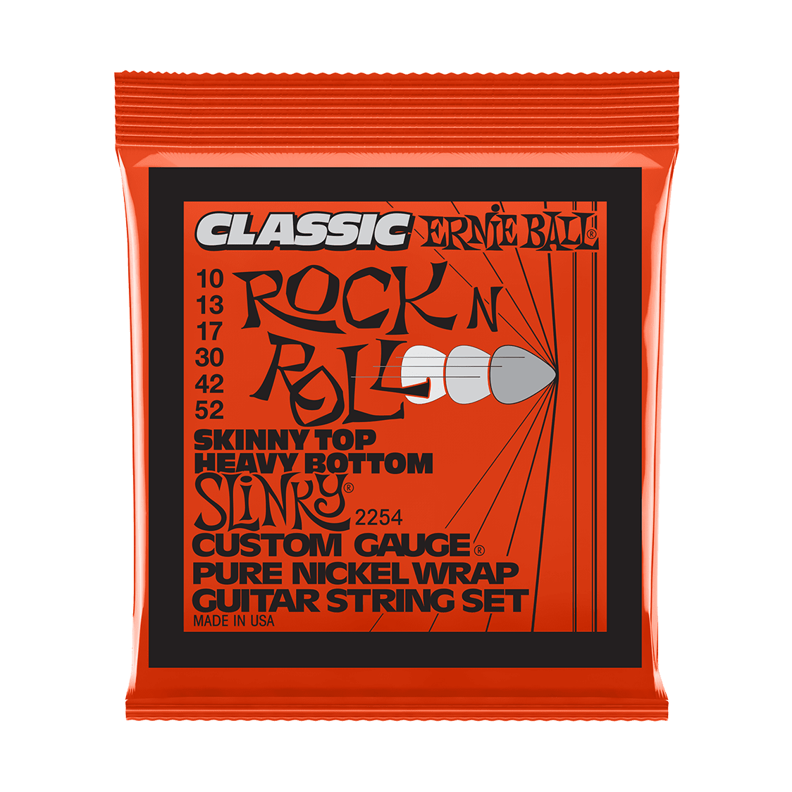 Ernie Ball Skinny Top Heavy Bottom Classic Rock N Roll Pure Nickel Electric Guitar Strings .010-.052 1
