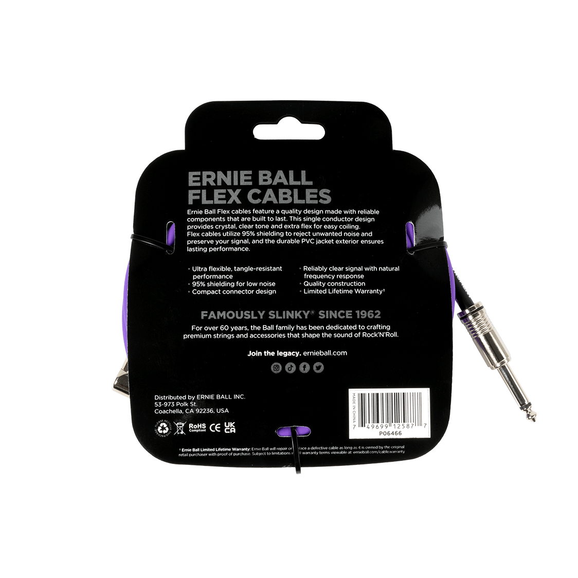 Ernie Ball Flex Patch Cable - Purple (6m / 20')