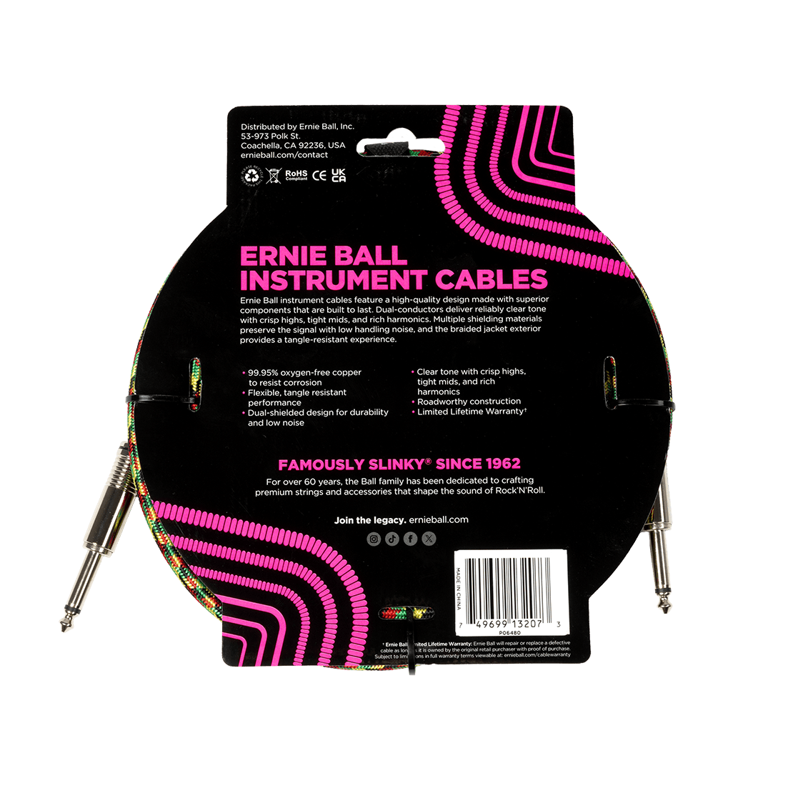 Ernie Ball P06480 - Good Vibrations Braided Instrument Cable — 10ft / 3m 2