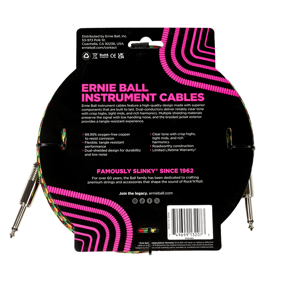 Ernie Ball P06480 - Good Vibrations Braided Instrument Cable — 10ft / 3m