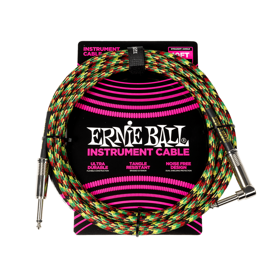 Ernie Ball P06481 - Good Vibrations Angled Braided Instrument Cable — 10ft / 3m 1