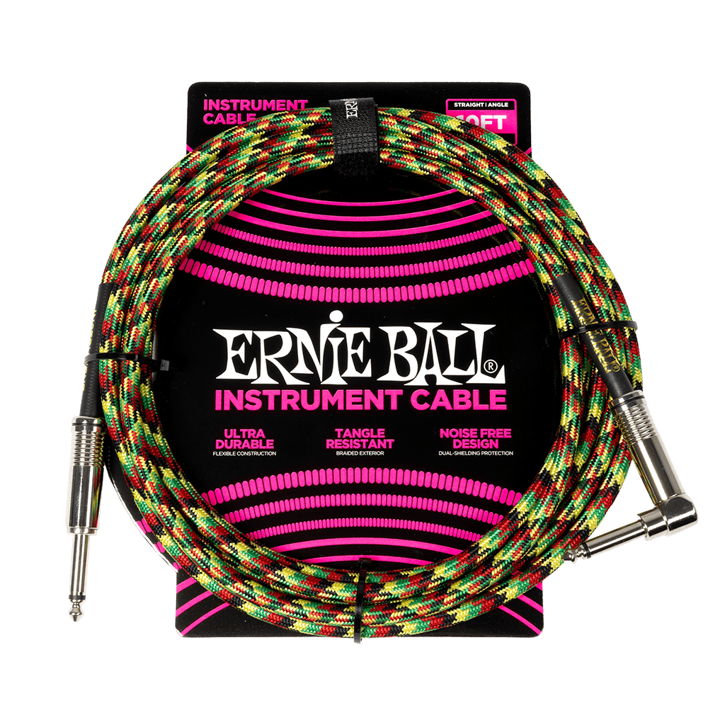 Ernie Ball P06481 - Good Vibrations Angled Braided Instrument Cable — 10ft / 3m