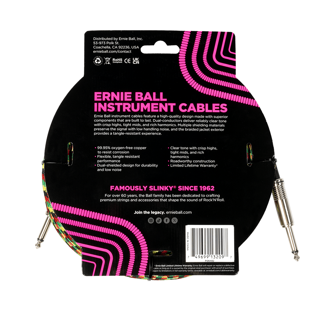 Ernie Ball P06482 - Good Vibrations Braided Instrument Cable — 18ft / 5.49m