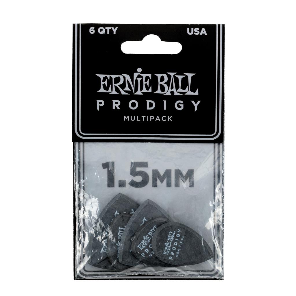Ernie Ball Prodigy Guitar Picks – Large Shield 1.5mm Black (6 Pack)