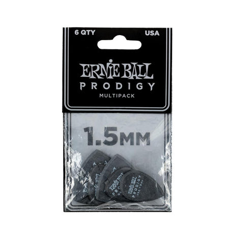 Ernie Ball Prodigy Guitar Picks – Large Shield 1.5mm Black 6 Pack 1