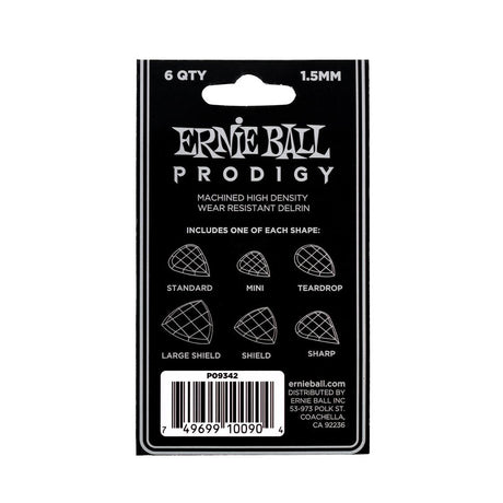 Ernie Ball Prodigy Guitar Picks – Large Shield 1.5mm Black 6 Pack 2