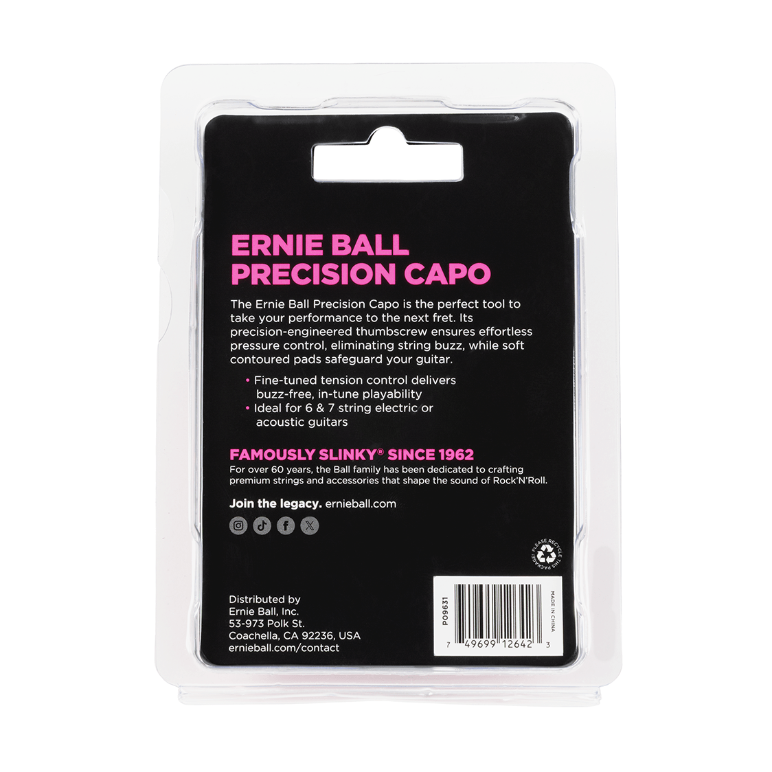 Ernie Ball Precision Capo - Black P09631 5