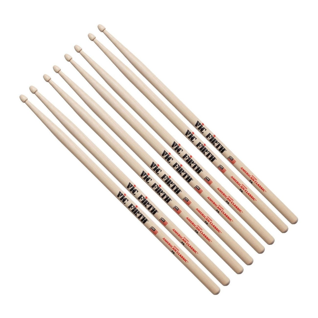 Vic Firth American Classic Hickory Drum Sticks, 7A — 4 Pairs Value Pack 1