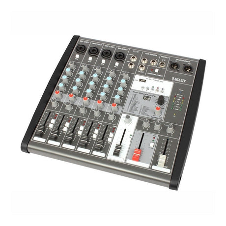 Q-Audio Q-MIX 6FX - 6-Channel Mixer With 24 Digital Effects, USB-C Interface And Bluetooth 1