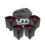 Q-LED Lighting Flux Q4IP+ RGBW Uplighter — Pack Of 4 With Ultimax Padded Carry Bag 1