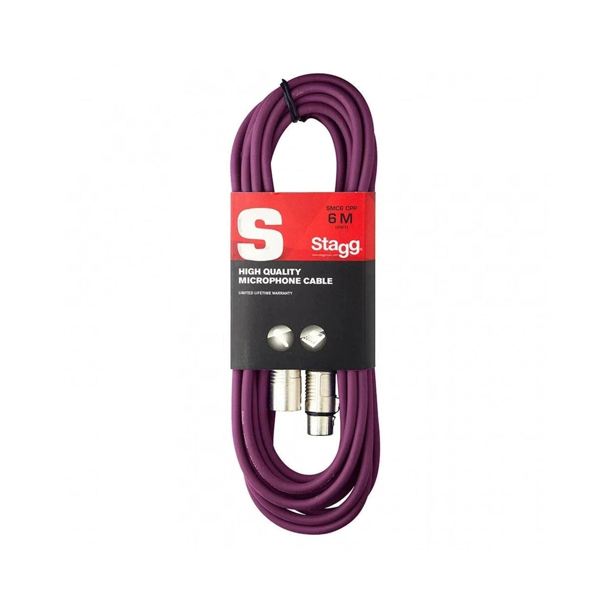 Stagg SMC6-CPP - 6m XLR to XLR Balanced Microphone Cable Purple 1