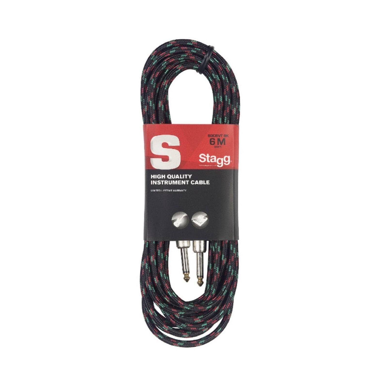 Stagg S-Series Vintage Tweed Style Instrument Cable – Black 6m 1