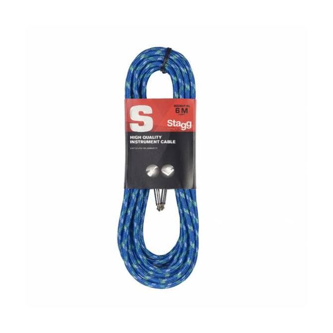 Stagg S-Series Vintage Tweed Style Instrument Cable – Blue 6m 1