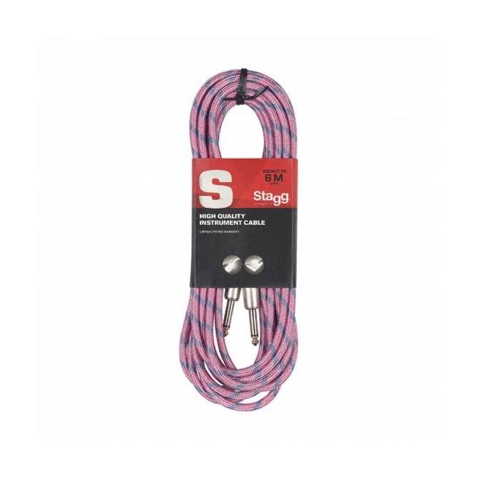 Stagg S-Series Vintage Tweed Style Instrument Cable – Pink 6m 1