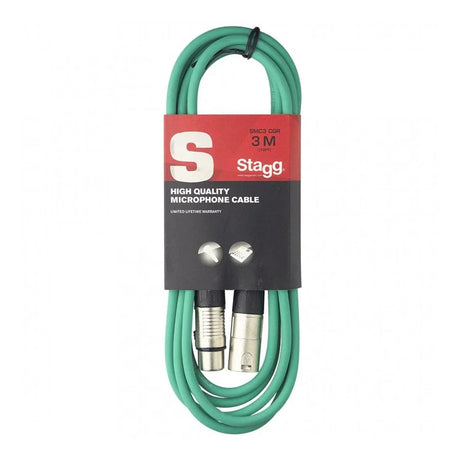 Stagg SMC3-CGR - 3m XLR Male to Female Cable Green 1