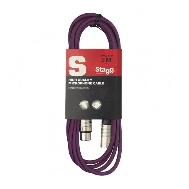 Stagg SMC3-CPP - 3m XLR Male to Female Cable Purple 1