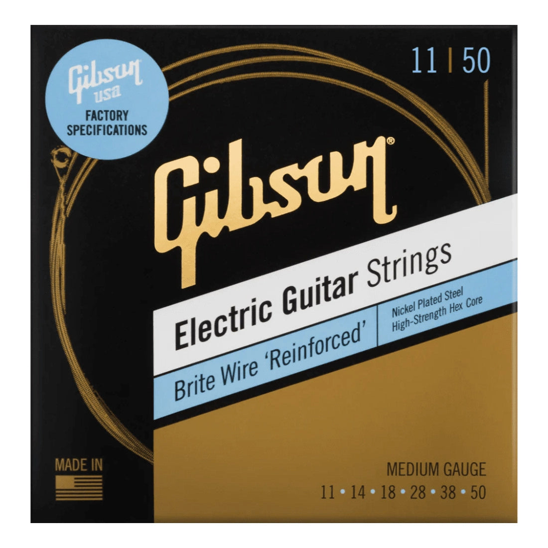 Gibson Brite Wire Reinforced 11 - 50 Electric Guitar Strings 1
