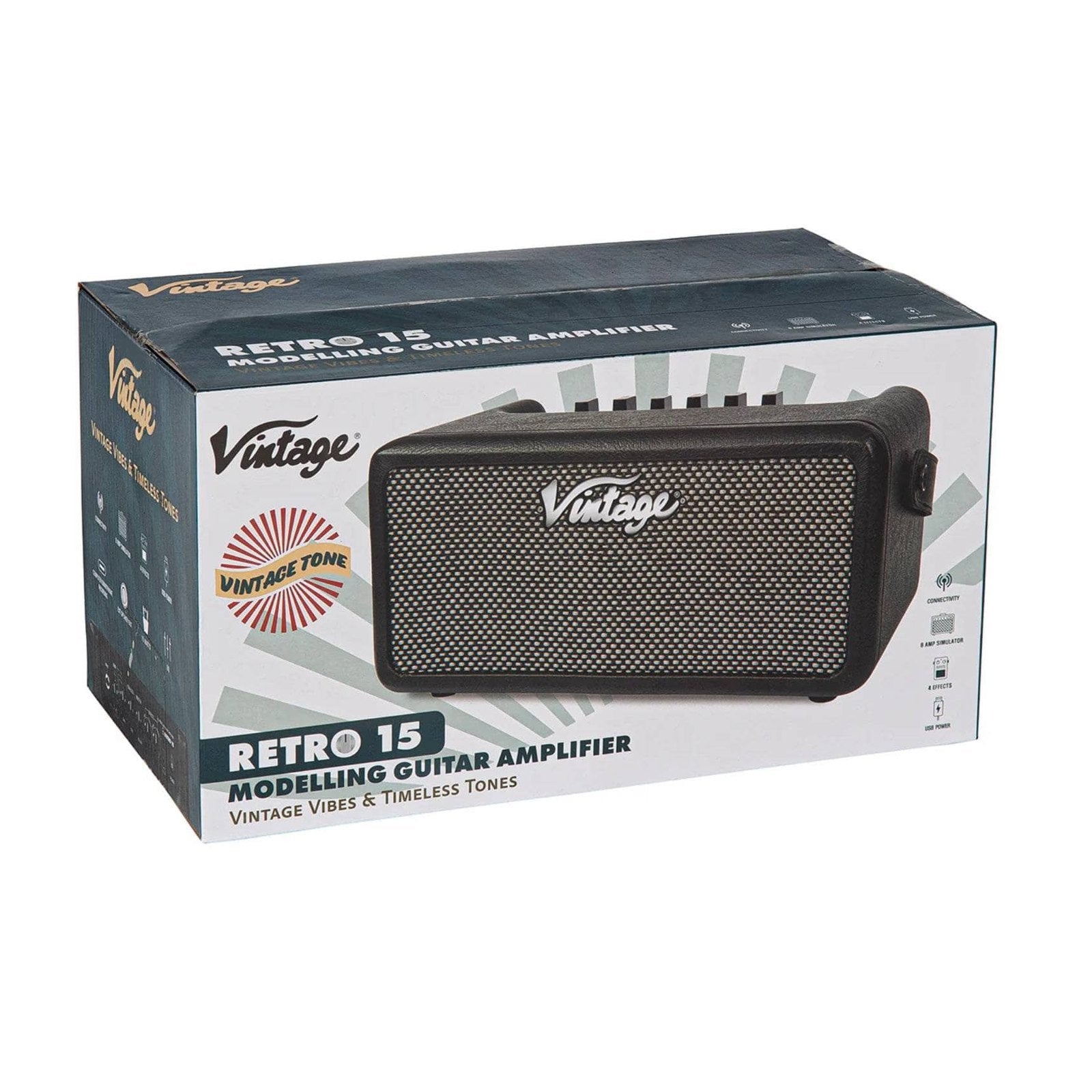 Vintage Retro 15W Guitar Amplifier with Bluetooth & Effects Black 7