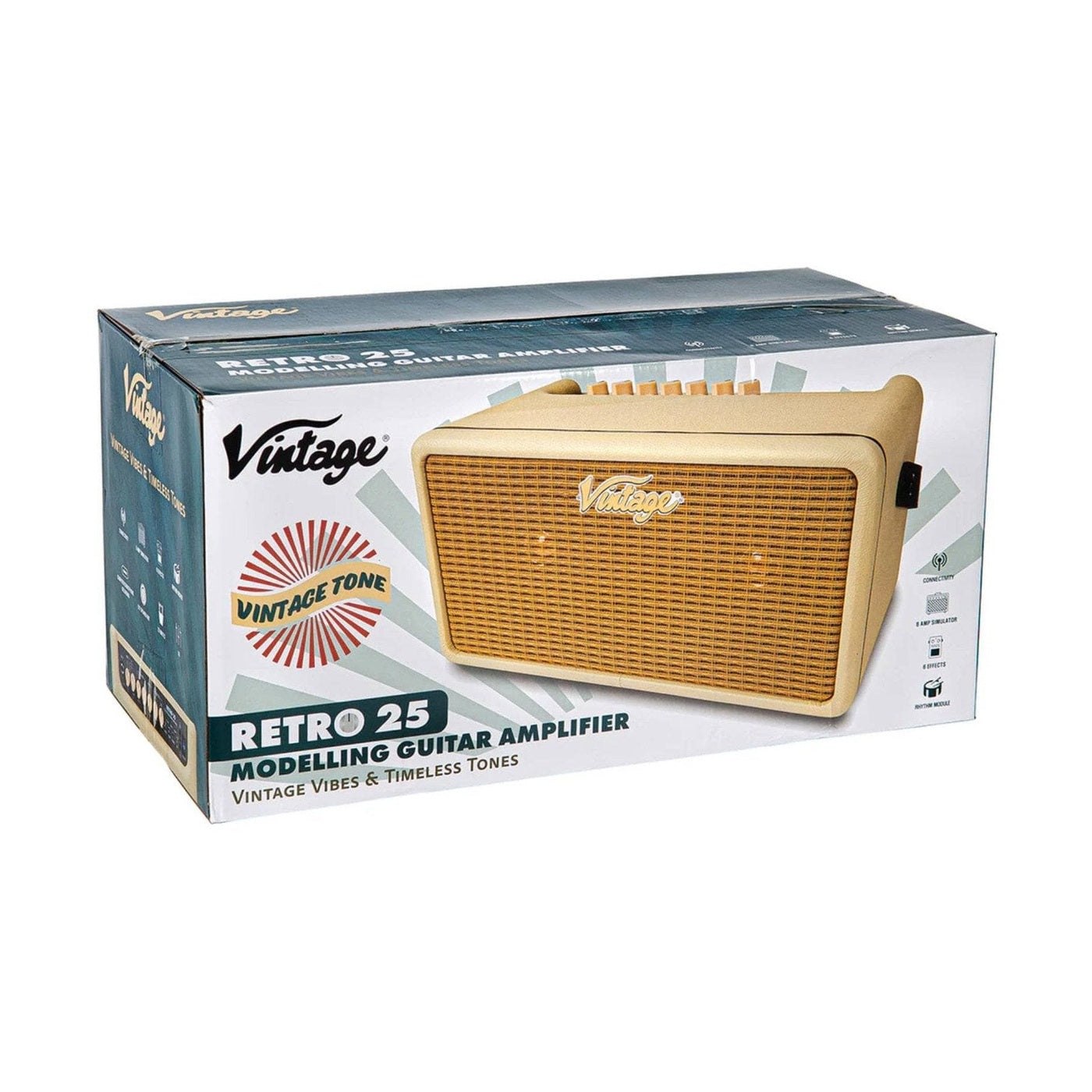 Vintage Retro 25W Guitar Amplifier with Bluetooth & Drum Machine Vintage White 6