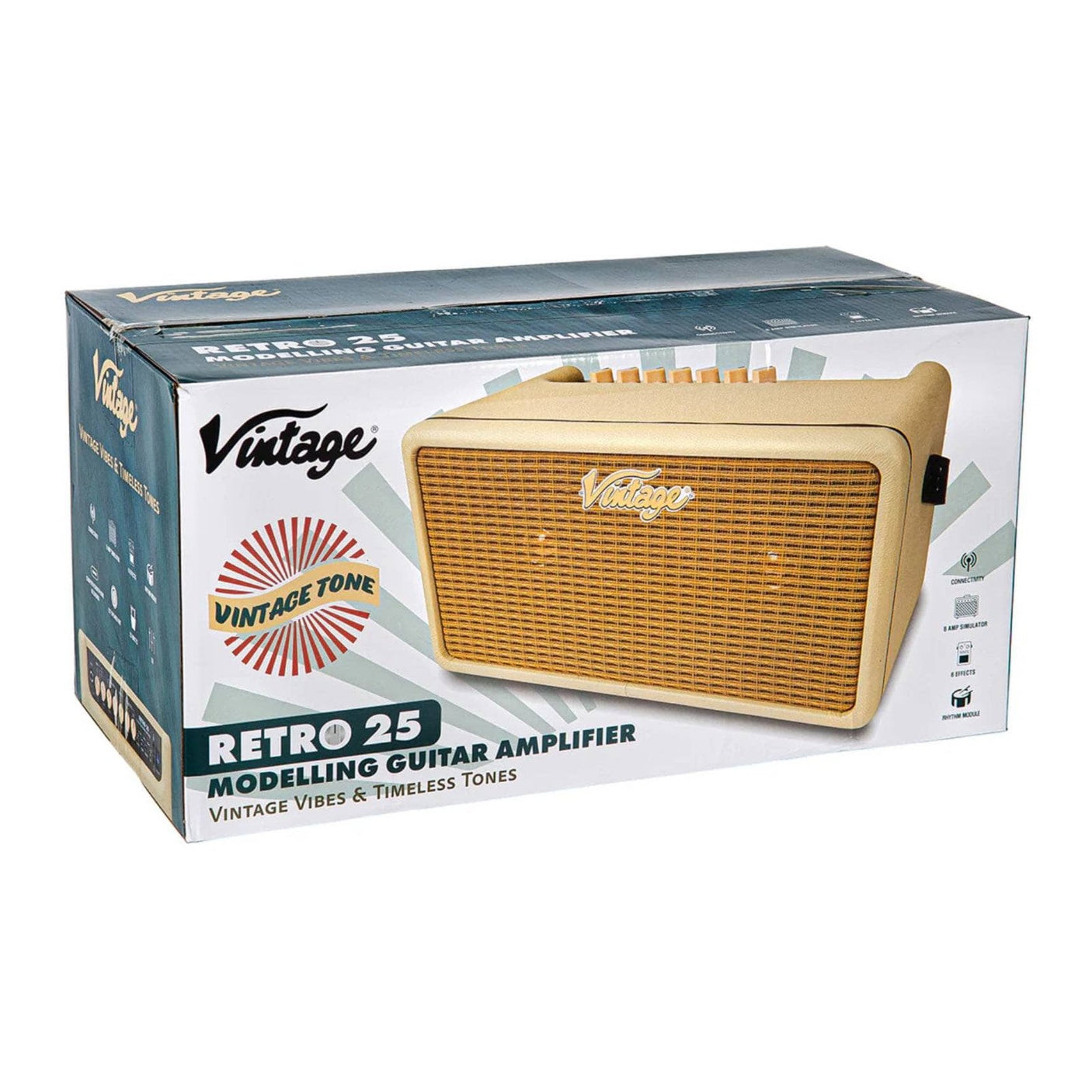 Vintage Retro 25W Guitar Amplifier with Bluetooth & Drum Machine Vintage White 6