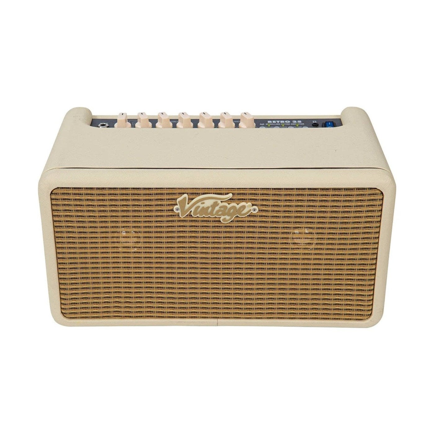 Vintage Retro 25W Guitar Amplifier with Bluetooth & Drum Machine Vintage White 2