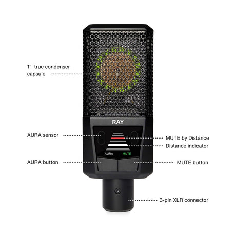 Lewitt RAY Condenser Microphone with AURA Vocal Autofocus Technology 8