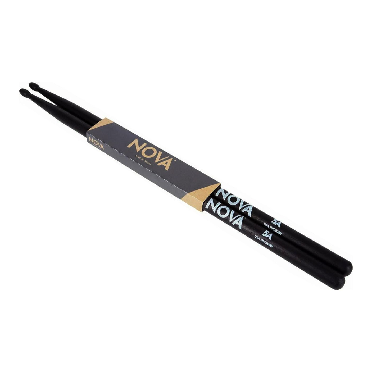 Vic Firth NOVA N5AB Black Drumsticks, 5A, Wood Tip — Pair 1
